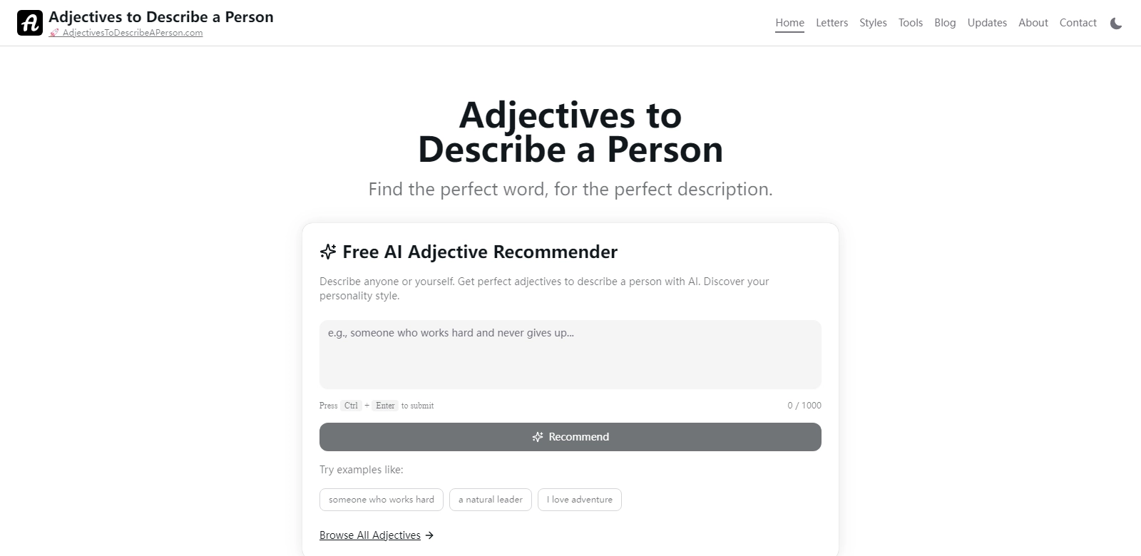 Adjectives to Describe a Person: AI Tools & Self-Discovery screenshort
