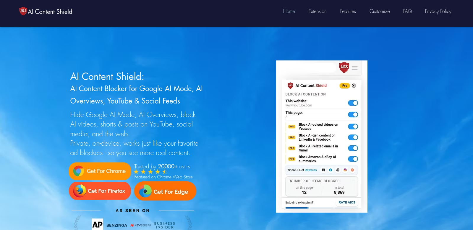 AI Content Shield screenshot