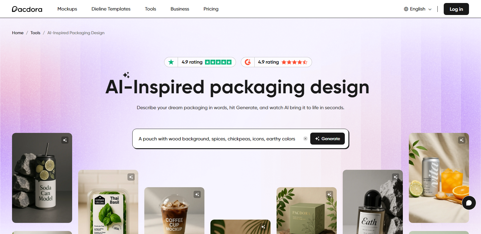 AI-Inspired packaging design screenshot