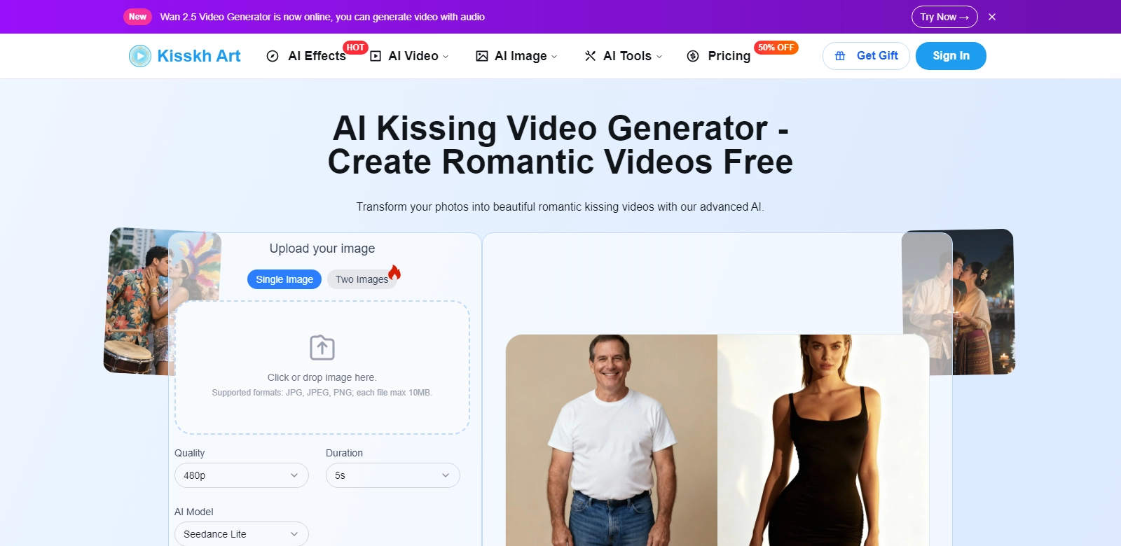 AI Kissing Video Generator screenshort