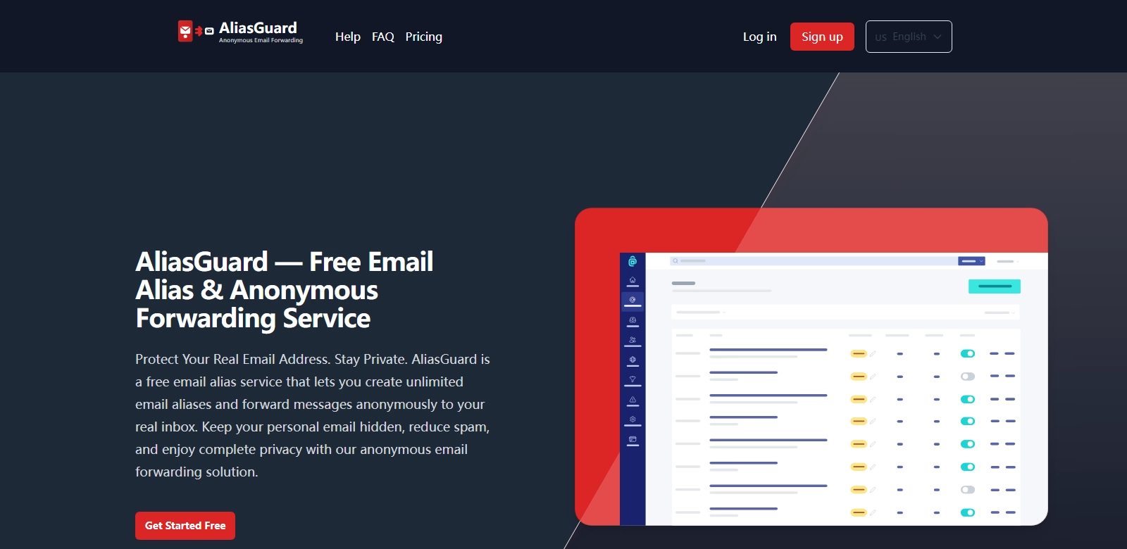 AliasGuard - Free Email Alias & Anonymous Forwarding Service screenshort