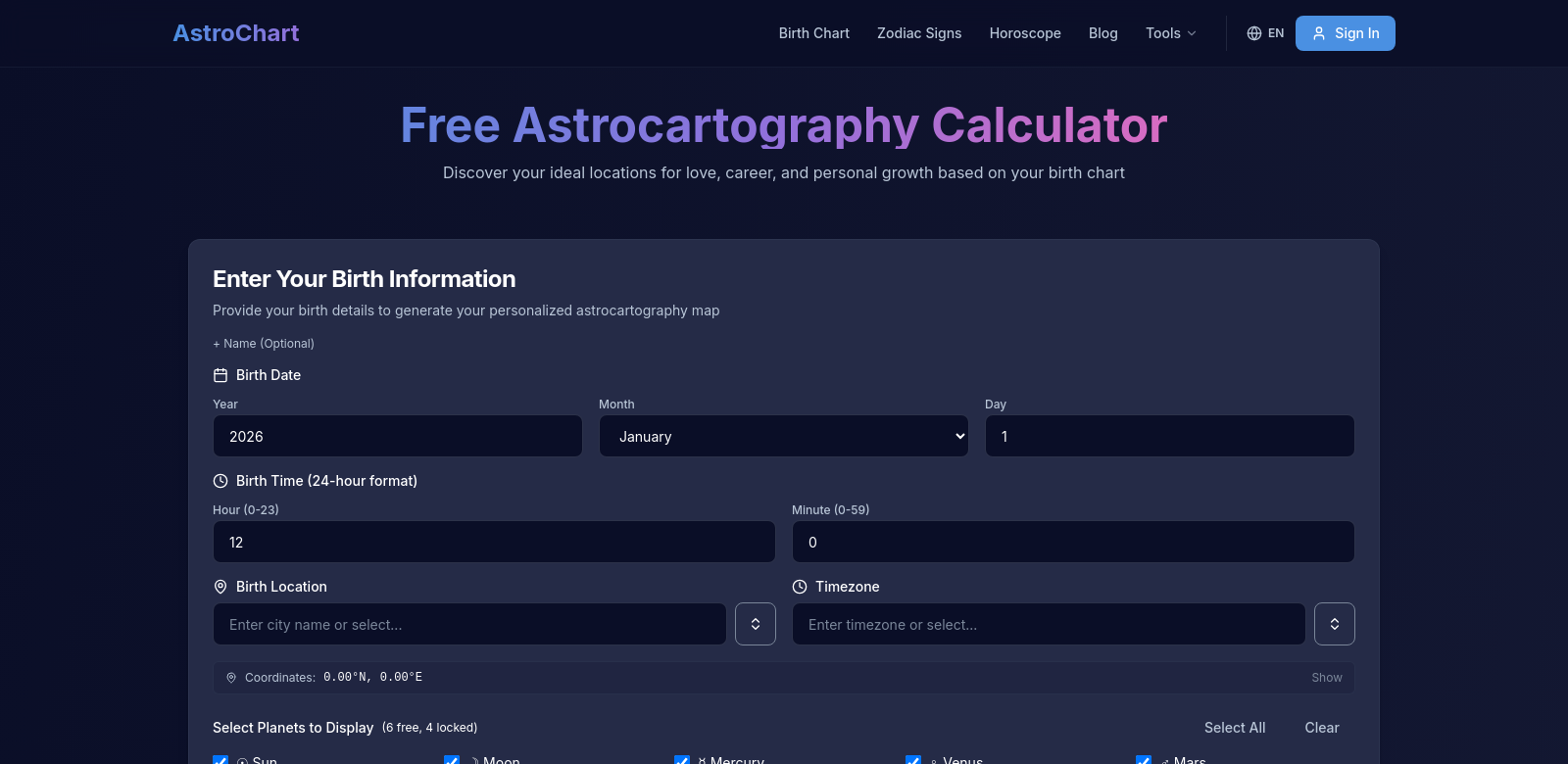AstroChart screenshot