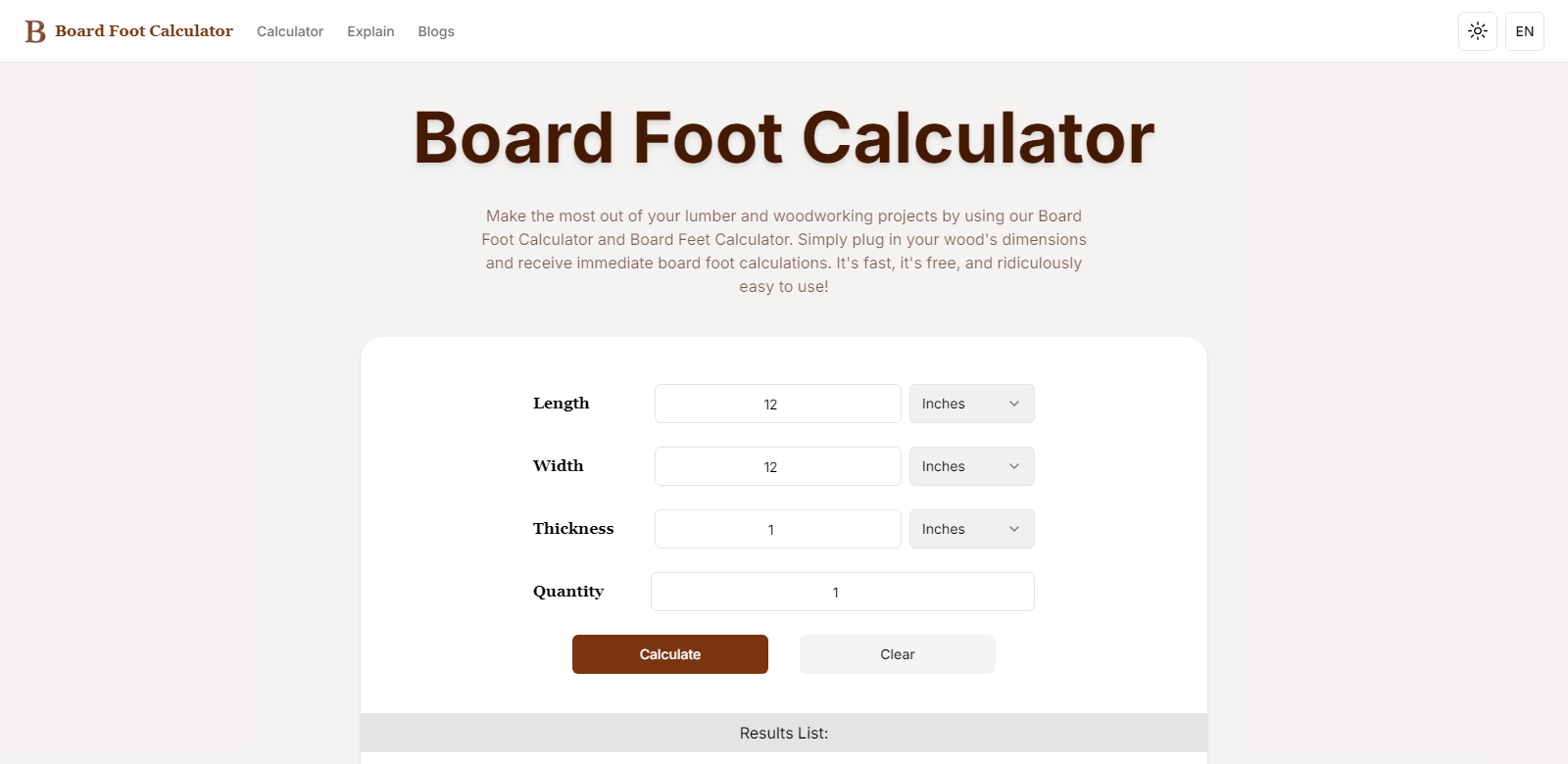 Board Foot Calculator screenshot
