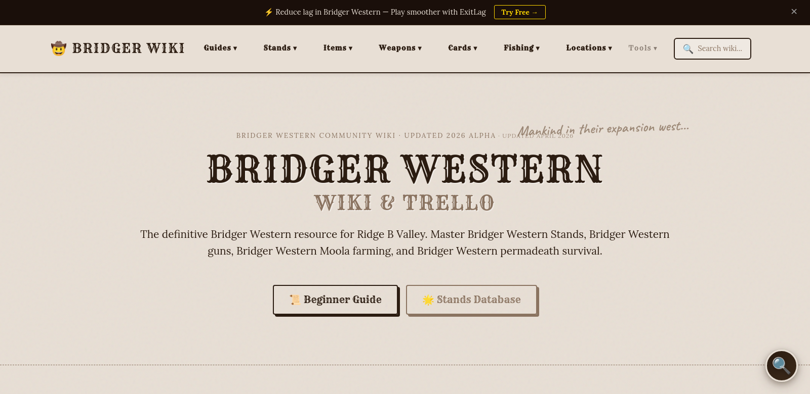 bridger western wiki screenshot