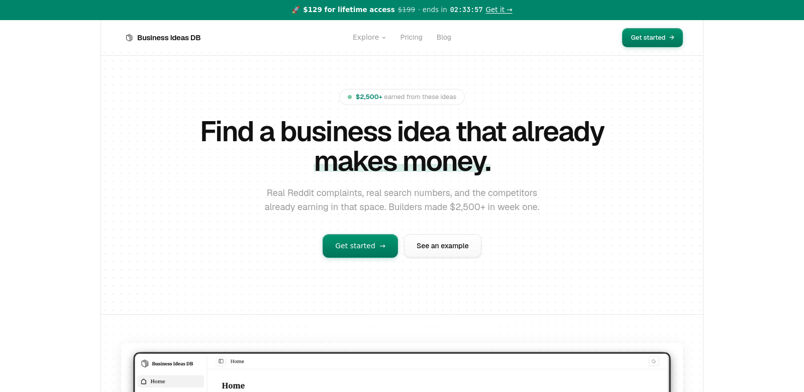 Business Ideas DB screenshot
