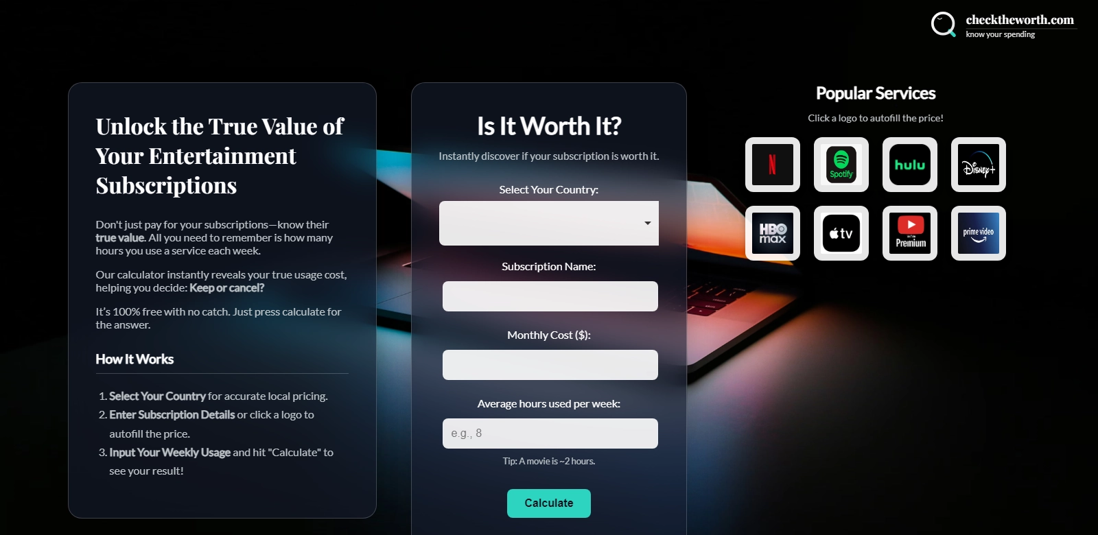 checktheworth.com screenshort