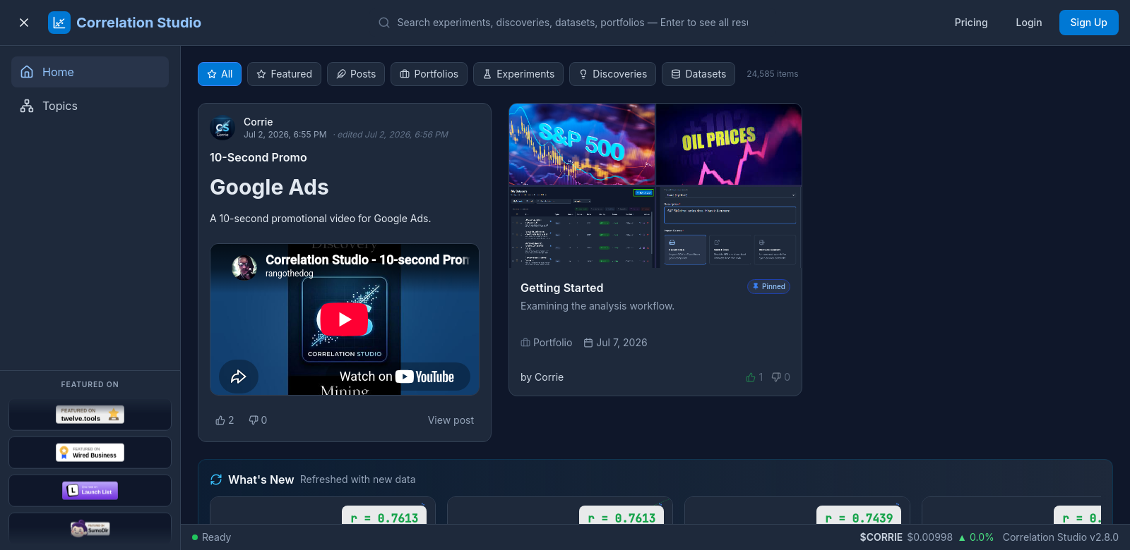Correlation Studio screenshot