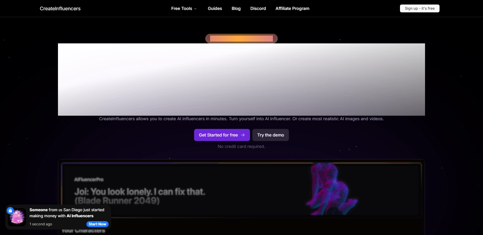 CreateInfluencers  screenshot