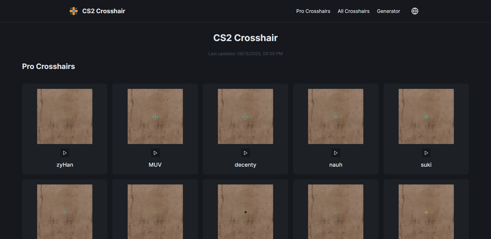 CS2 Crosshair Database screenshot