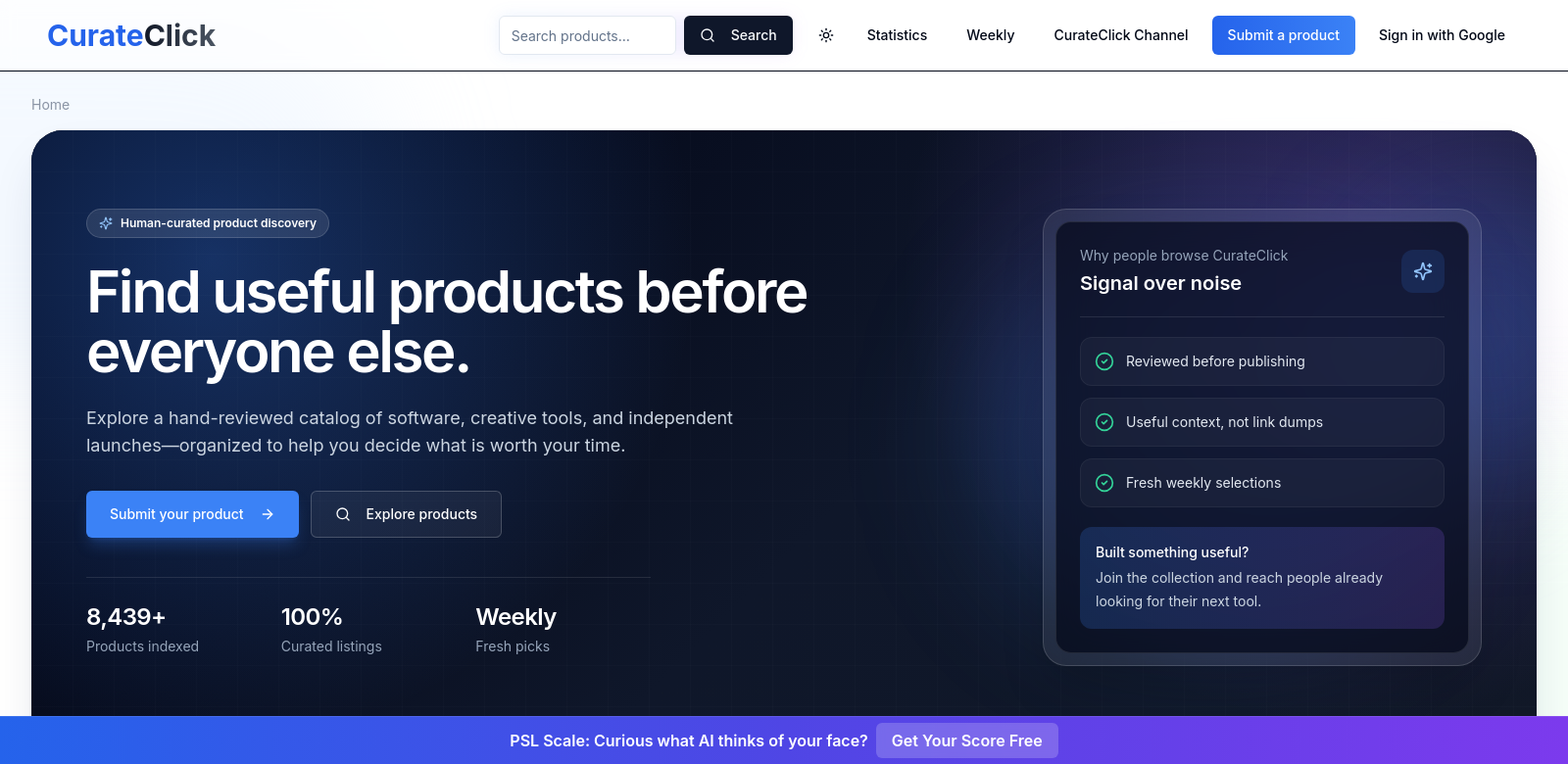 Curate Click screenshot