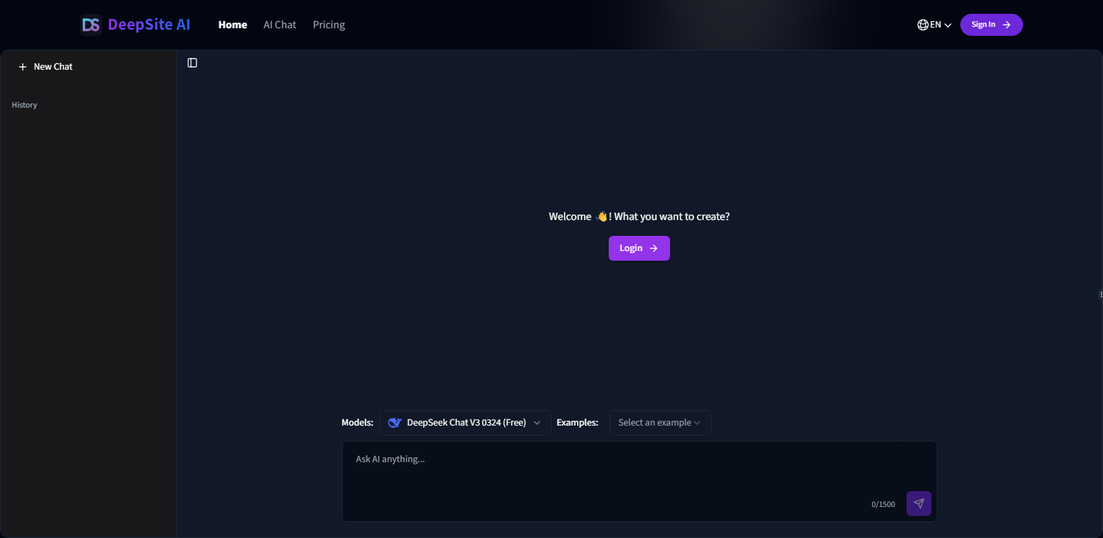 DeepSite AI screenshot