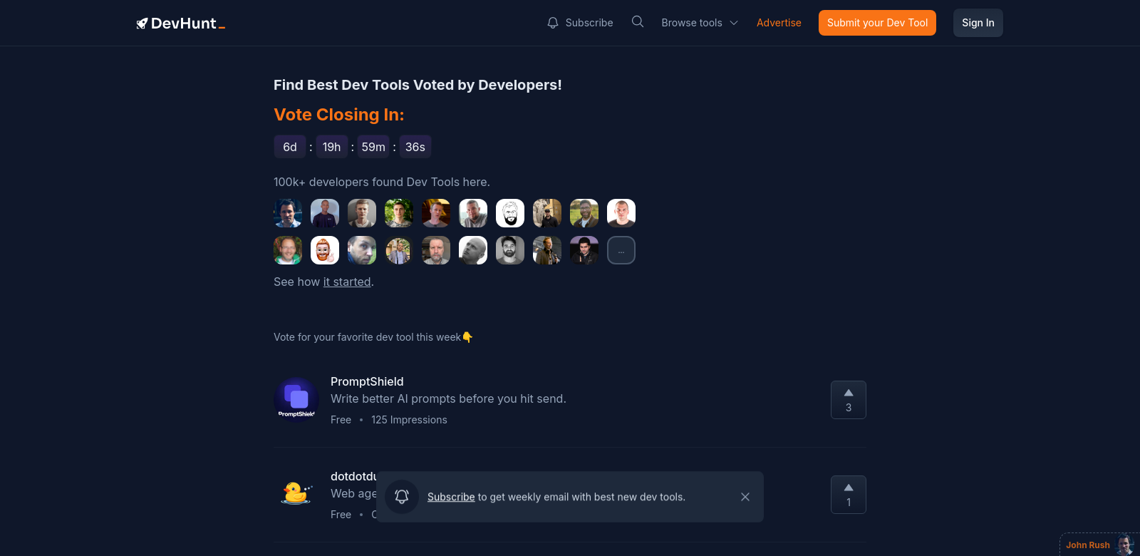 DevHunt screenshot