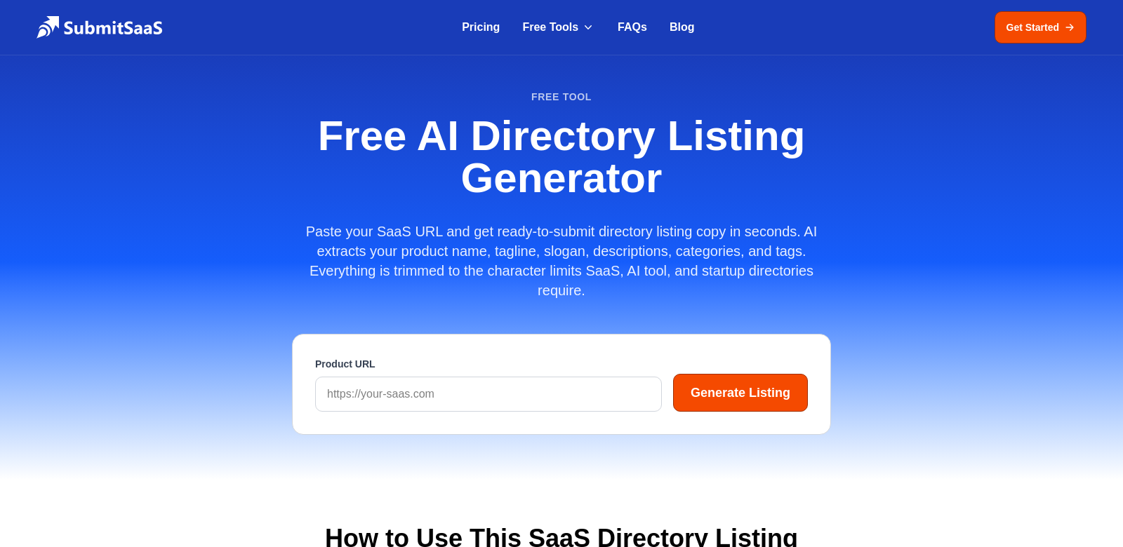 Free AI Directory Listing Generator screenshot