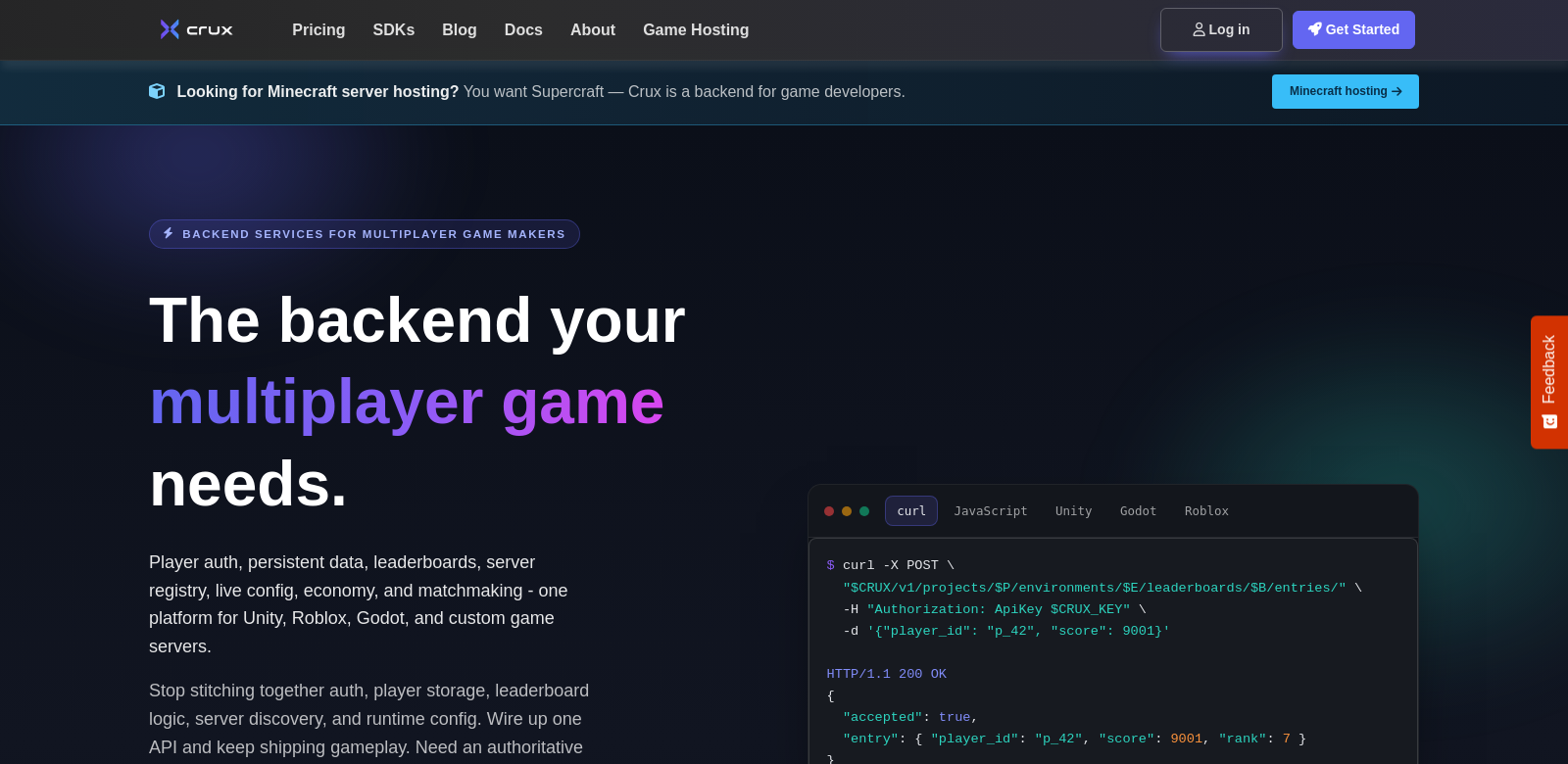 Game Server Backend screenshot
