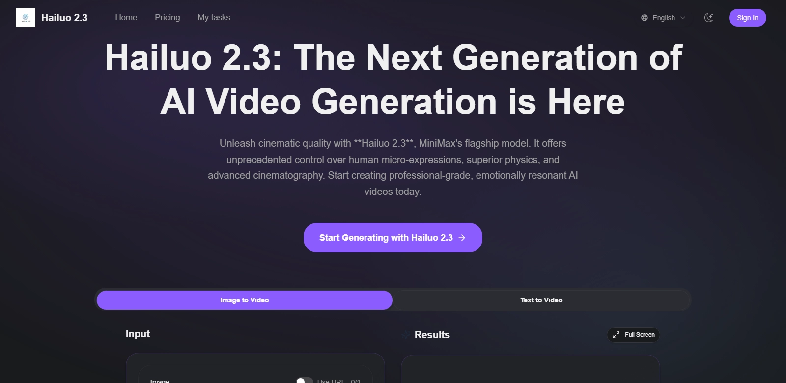 Hailuo 2.3 screenshort