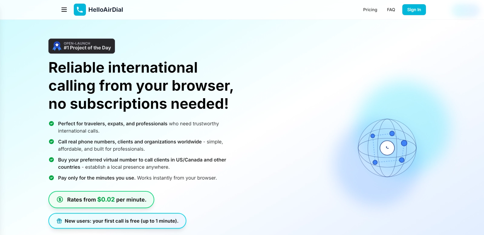 HelloAirdial screenshort