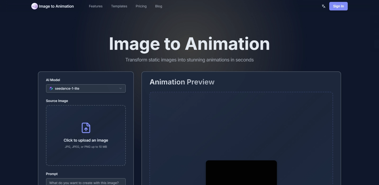 Image to Animation screenshort