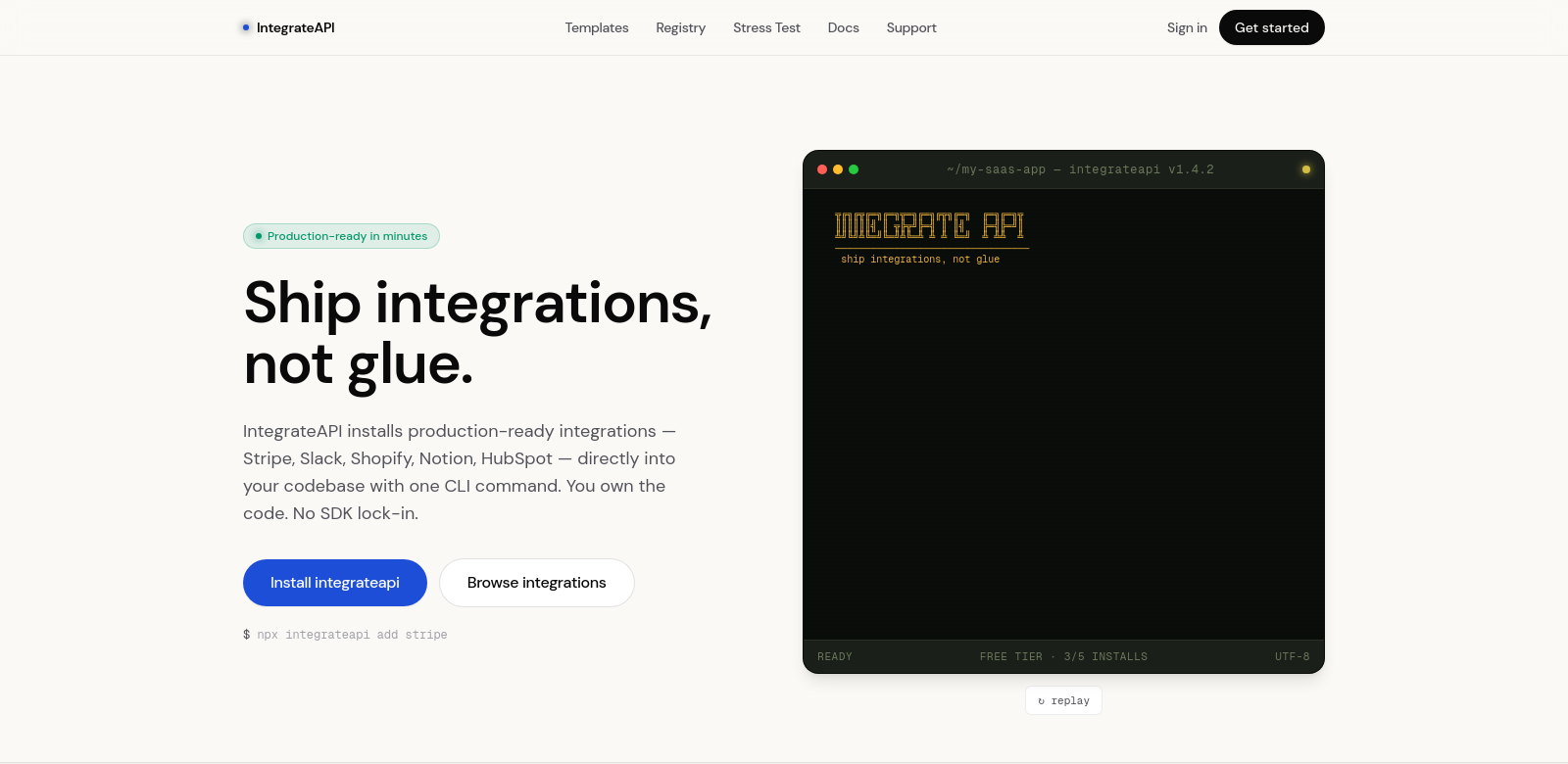 Integrateapi screenshot