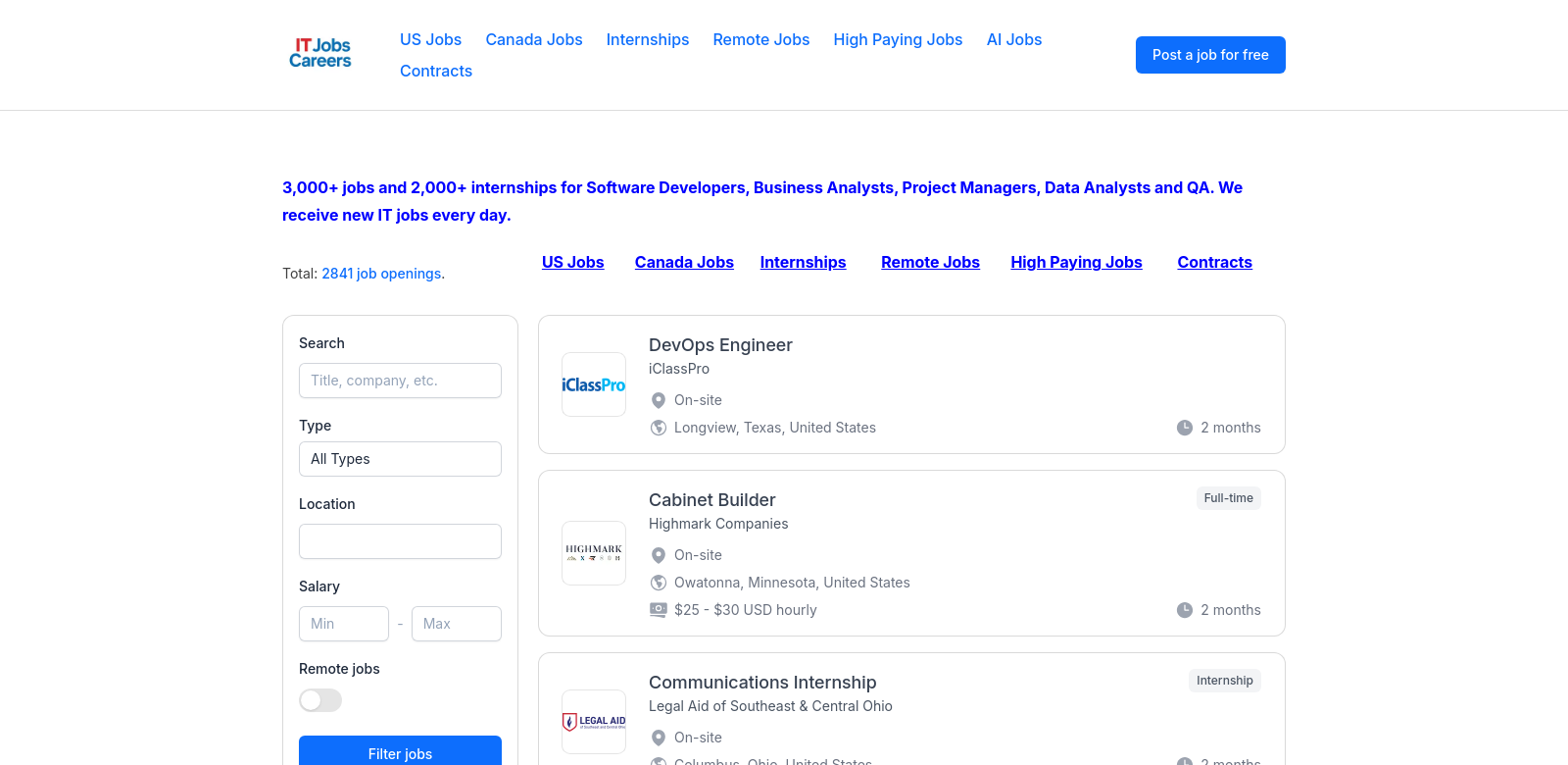 IT Jobs Careers screenshot