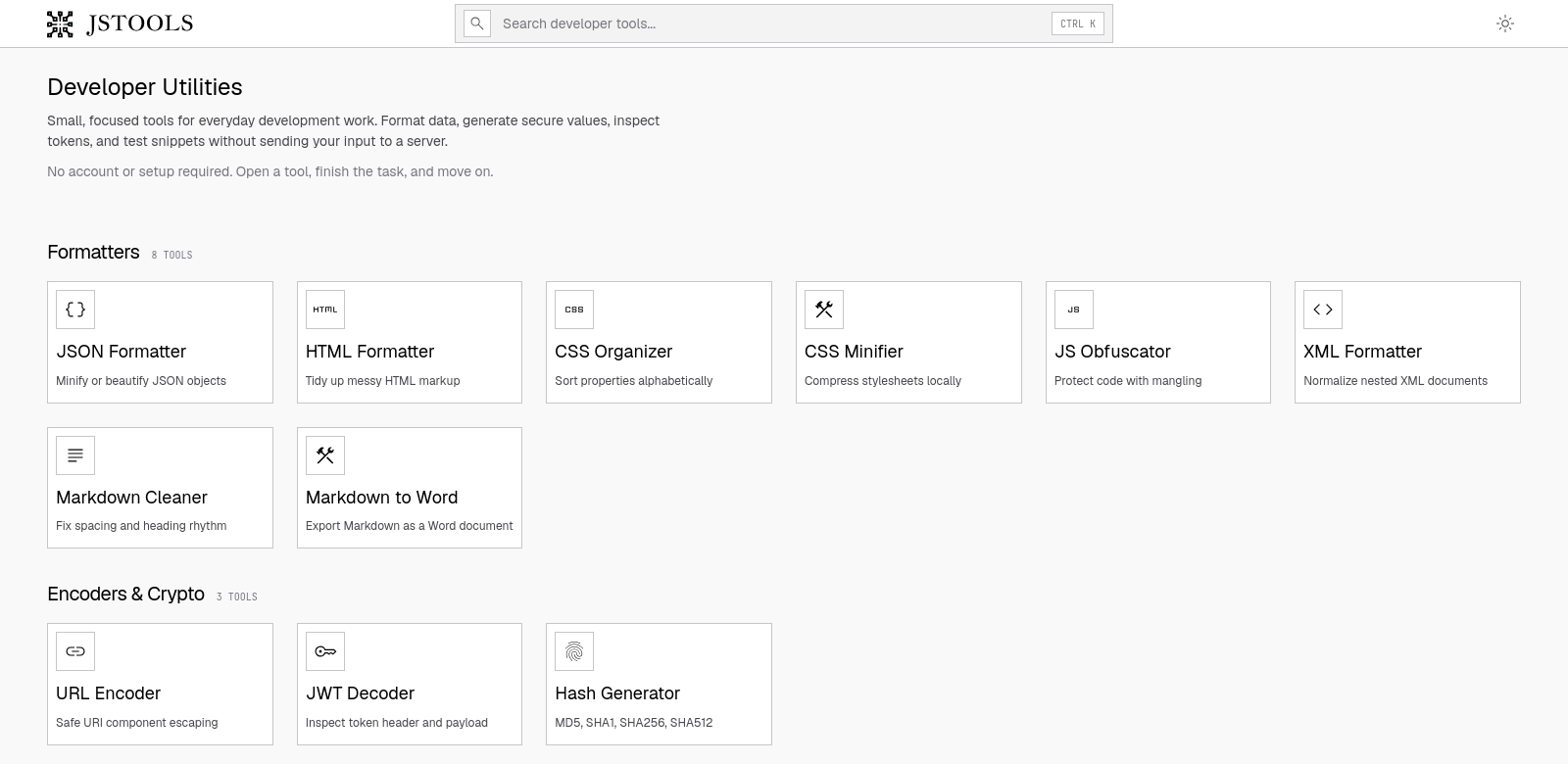 JavaScript Tools screenshot