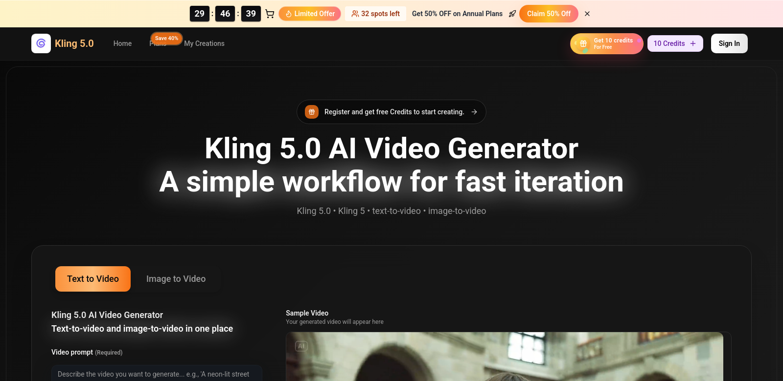 kling 5.0 screenshot
