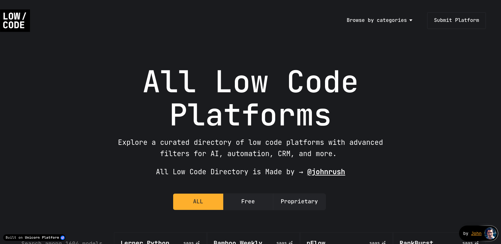 Low Code Platforms screenshot