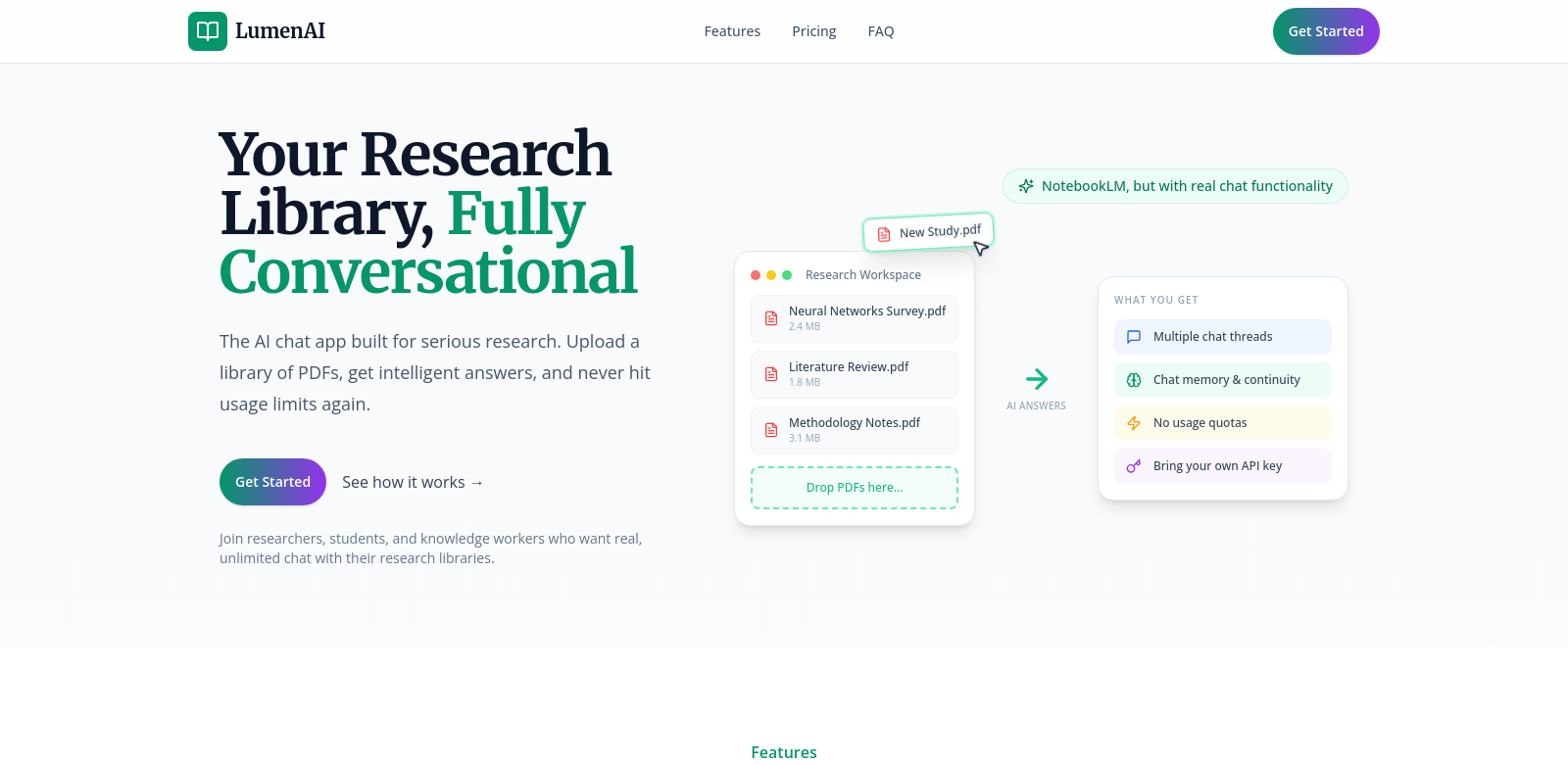 LumenAI - Your Research Library, Fully Conversational screenshot