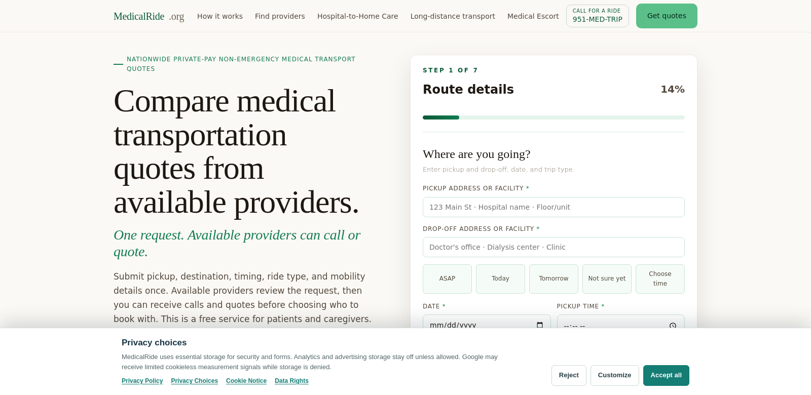 MedicalRide.Org screenshot