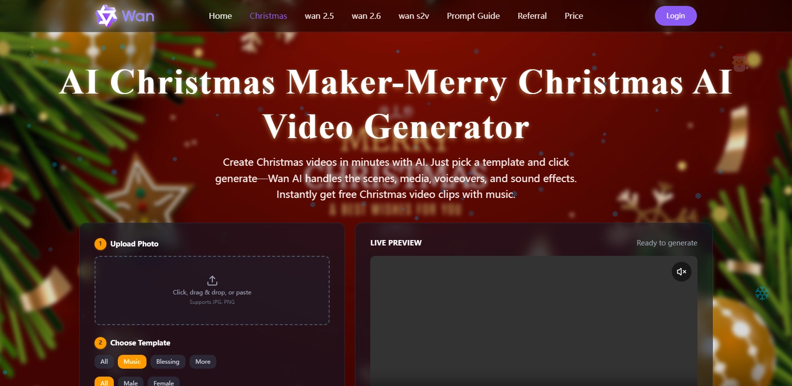Merry Christmas AI Video Generator screenshot