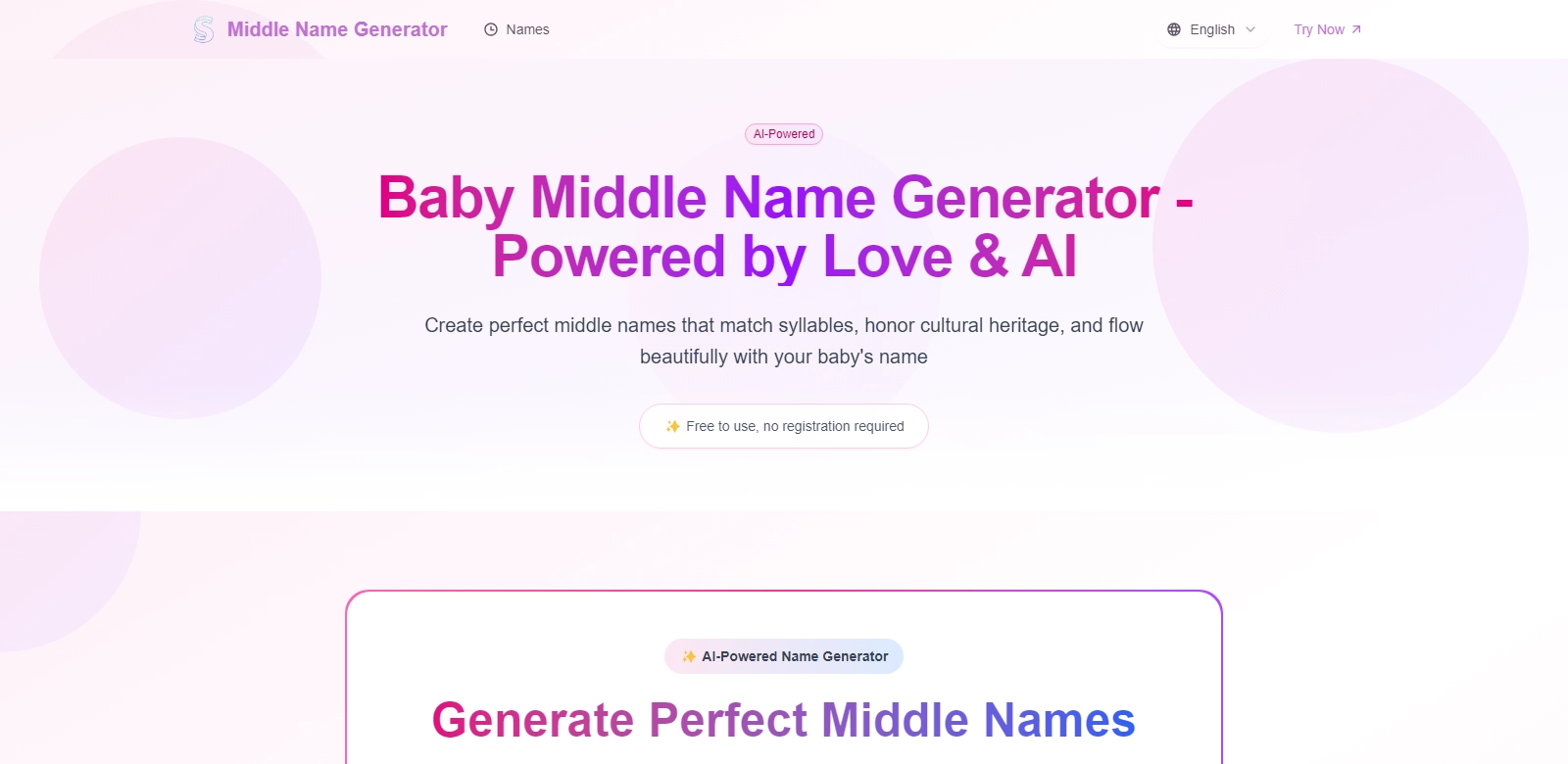 Middle Name Generator screenshort