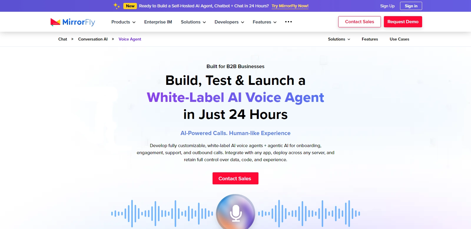 MirrorFly AI Voice Agent screenshot