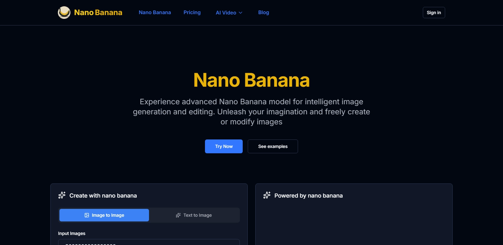 nano banana website screenshort