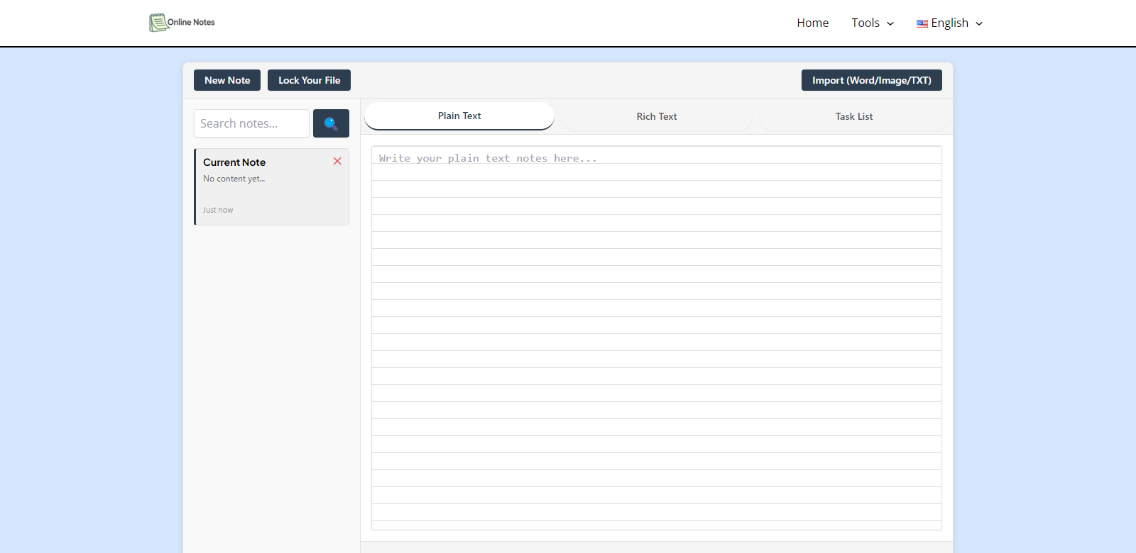 Online notes screenshot