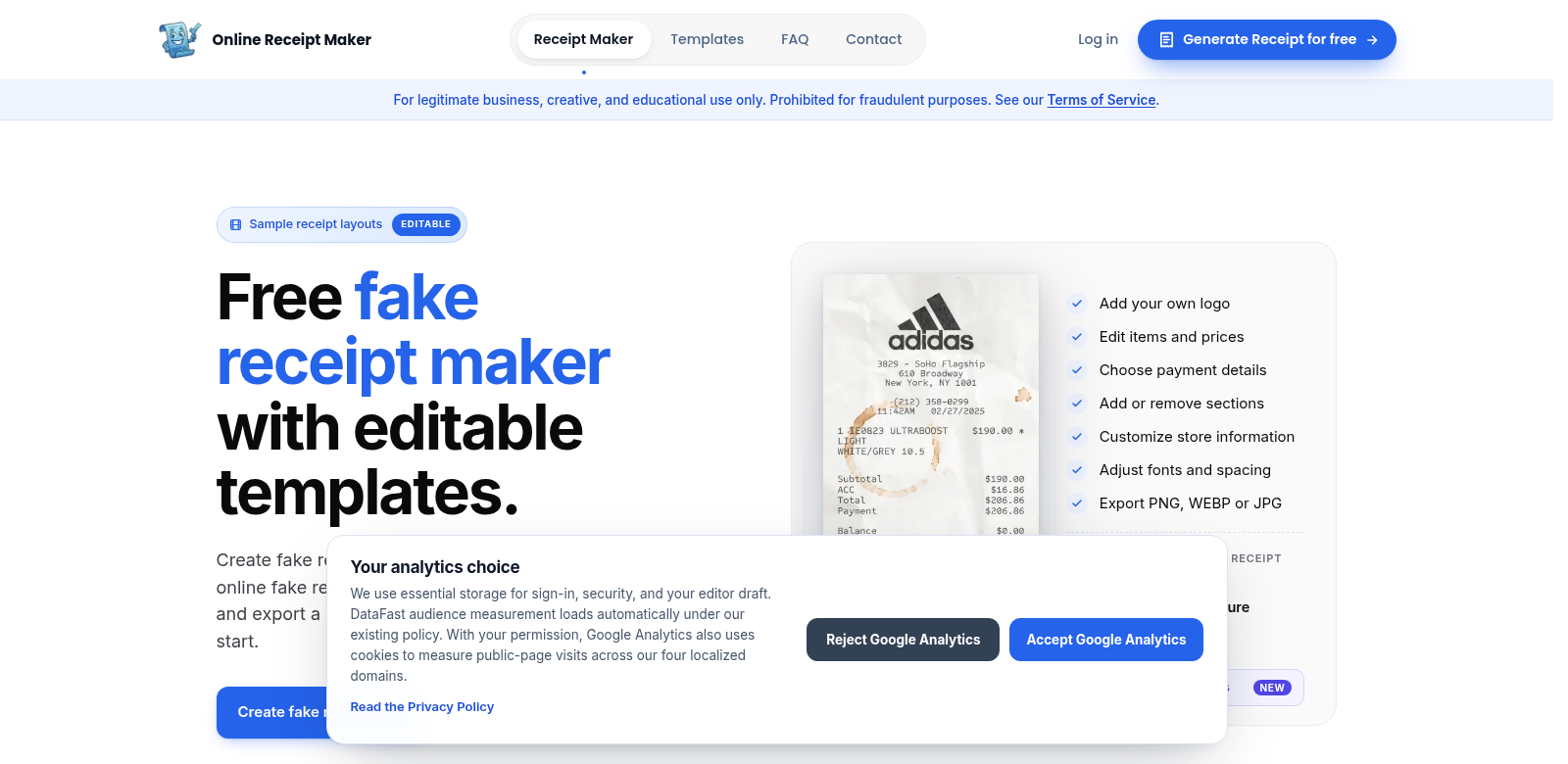 Online Receipt Maker screenshot