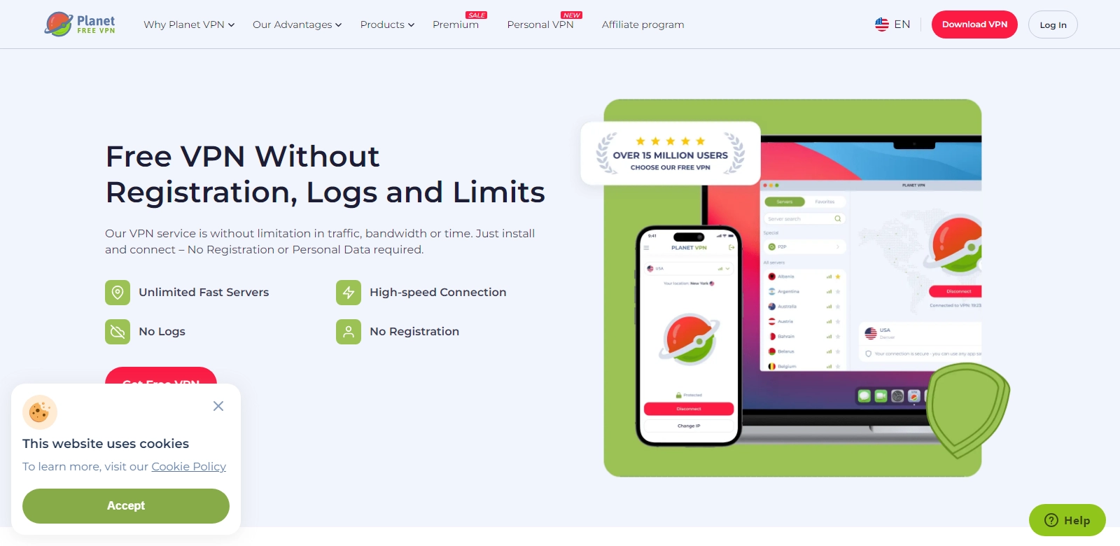 Planet VPN screenshort