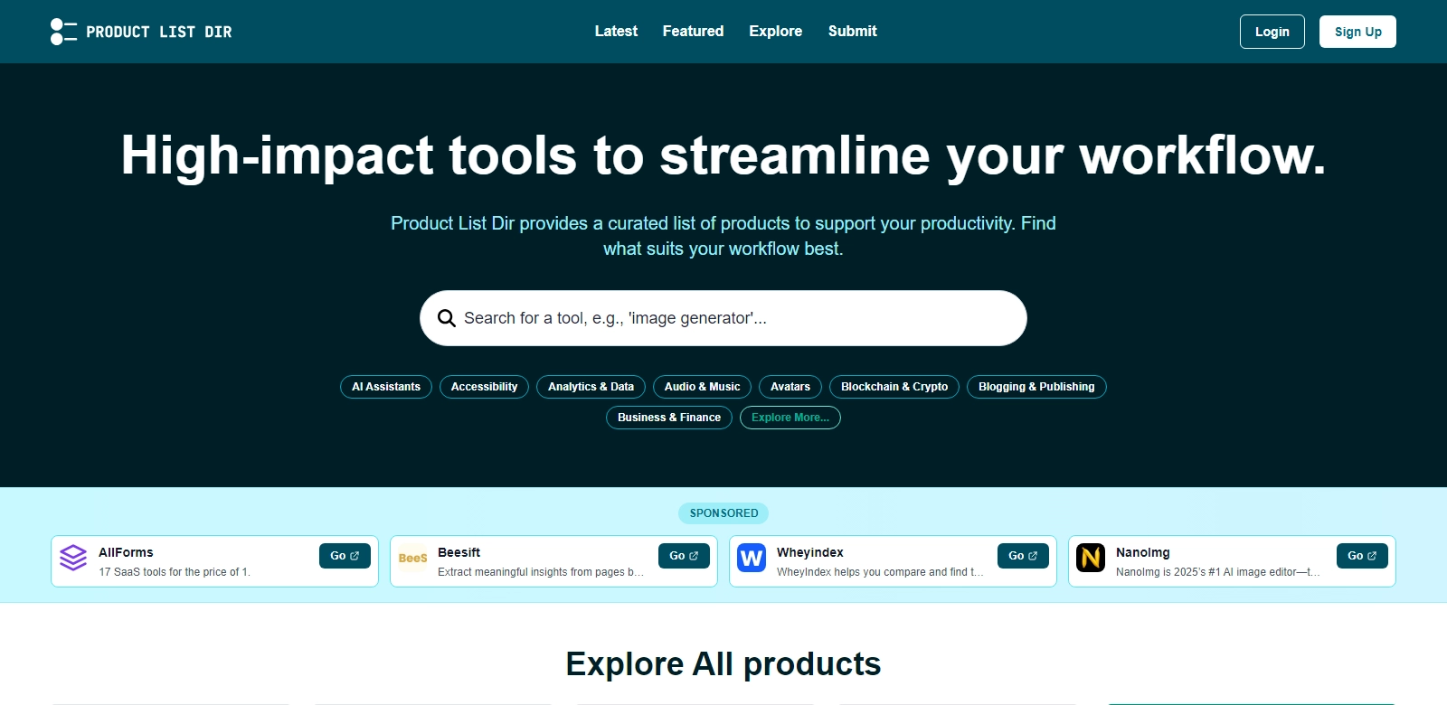 Product List Dir screenshot