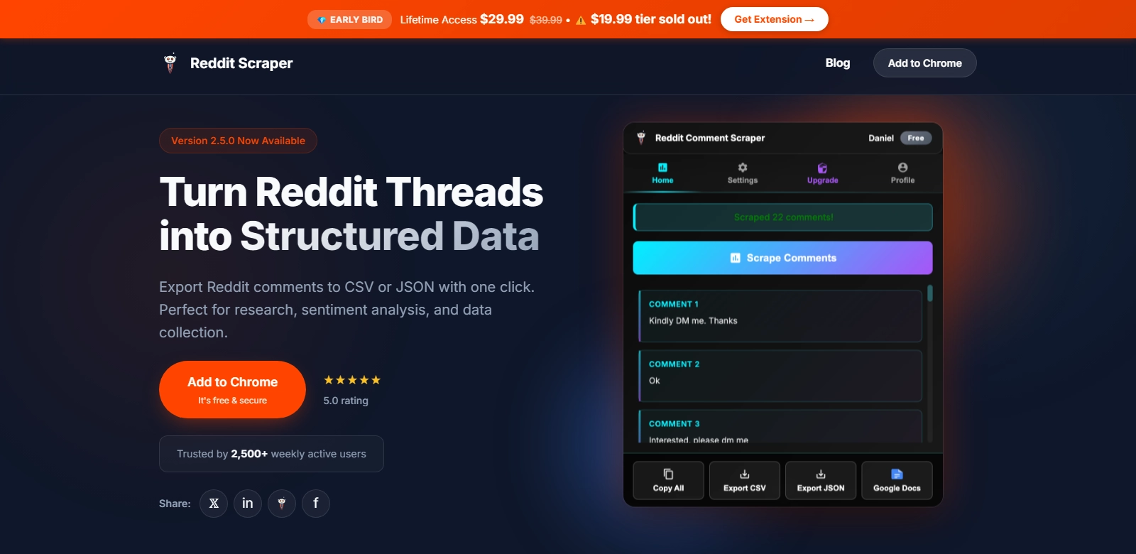Reddit Comment Scraper screenshort