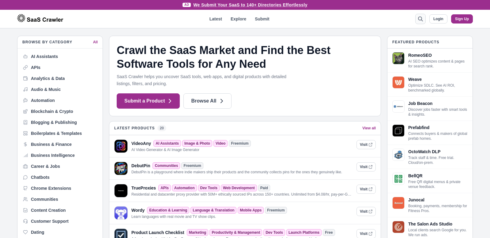 SaaS Crawler screenshot