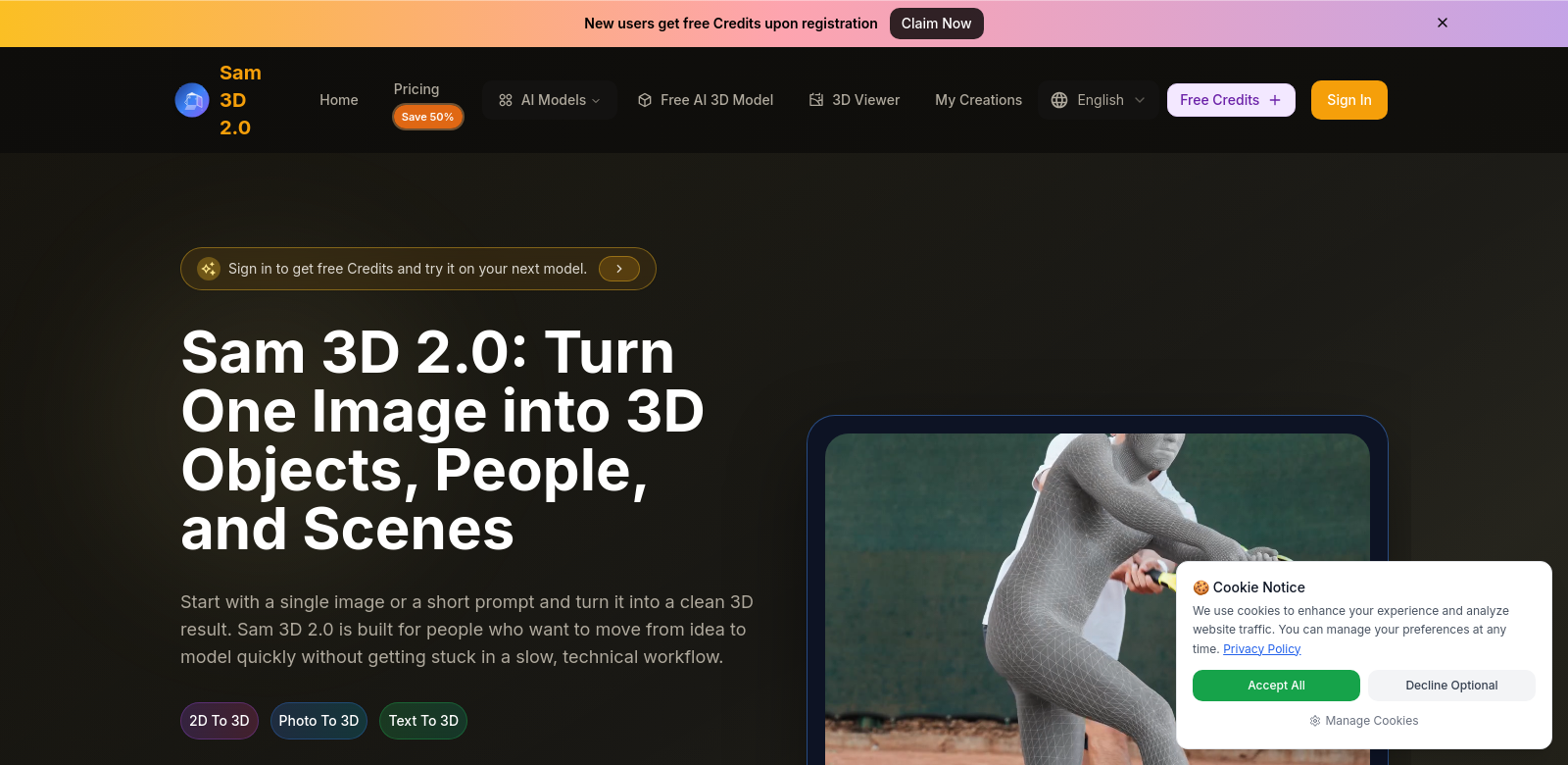 sam 3d 2.0 screenshot
