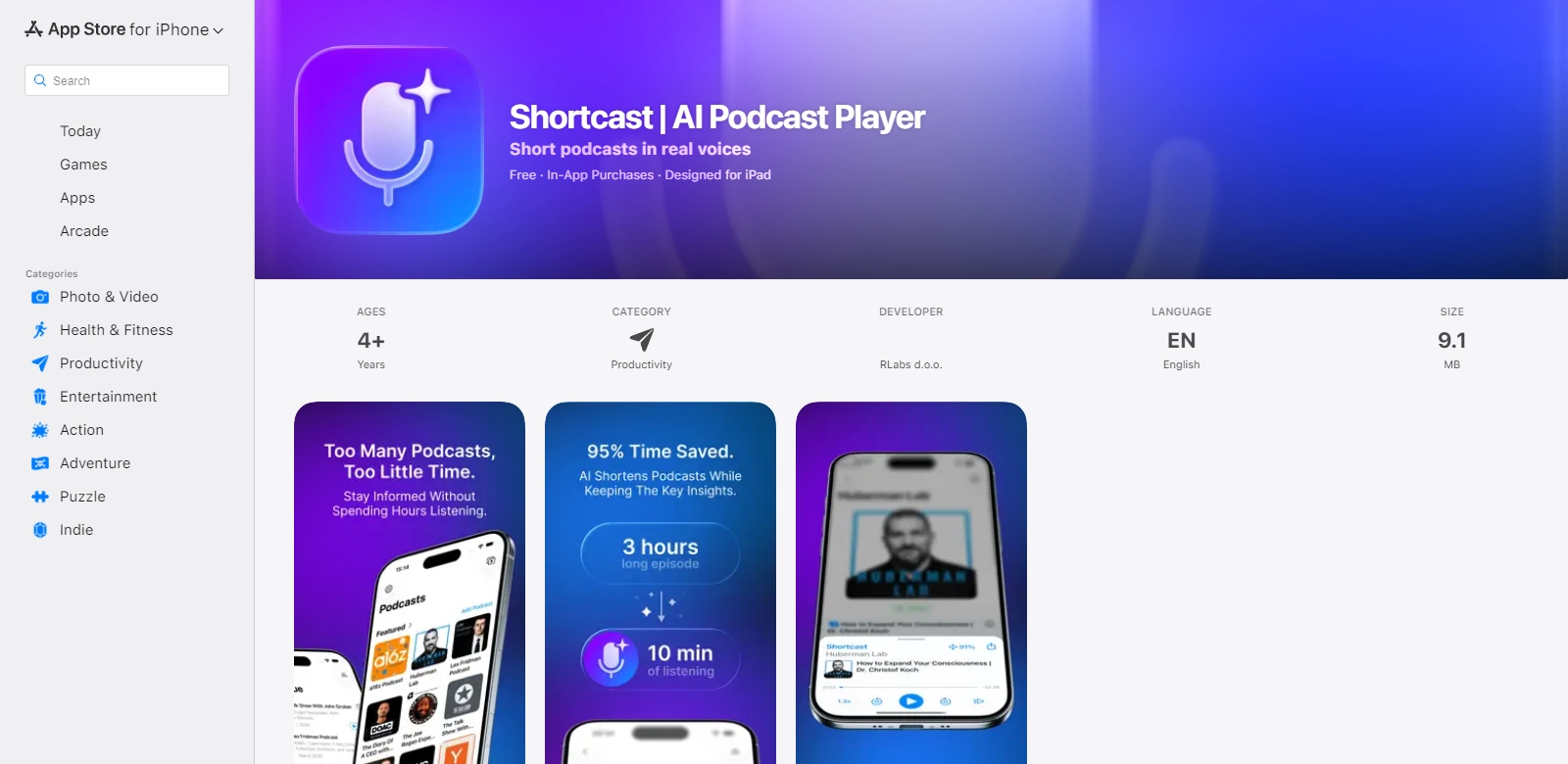 Shortcast AI screenshot