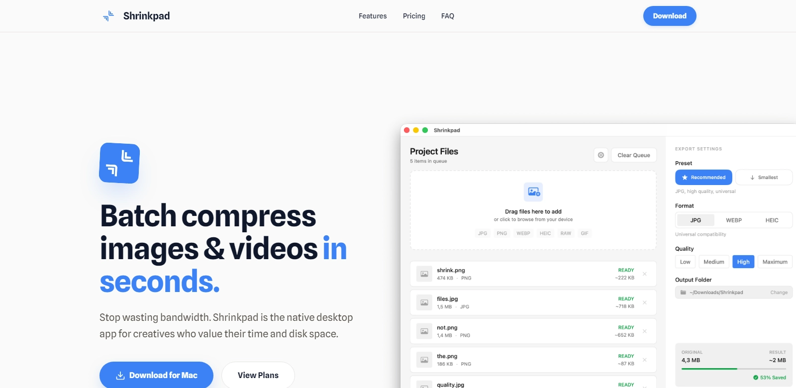 Shrinkpad screenshot