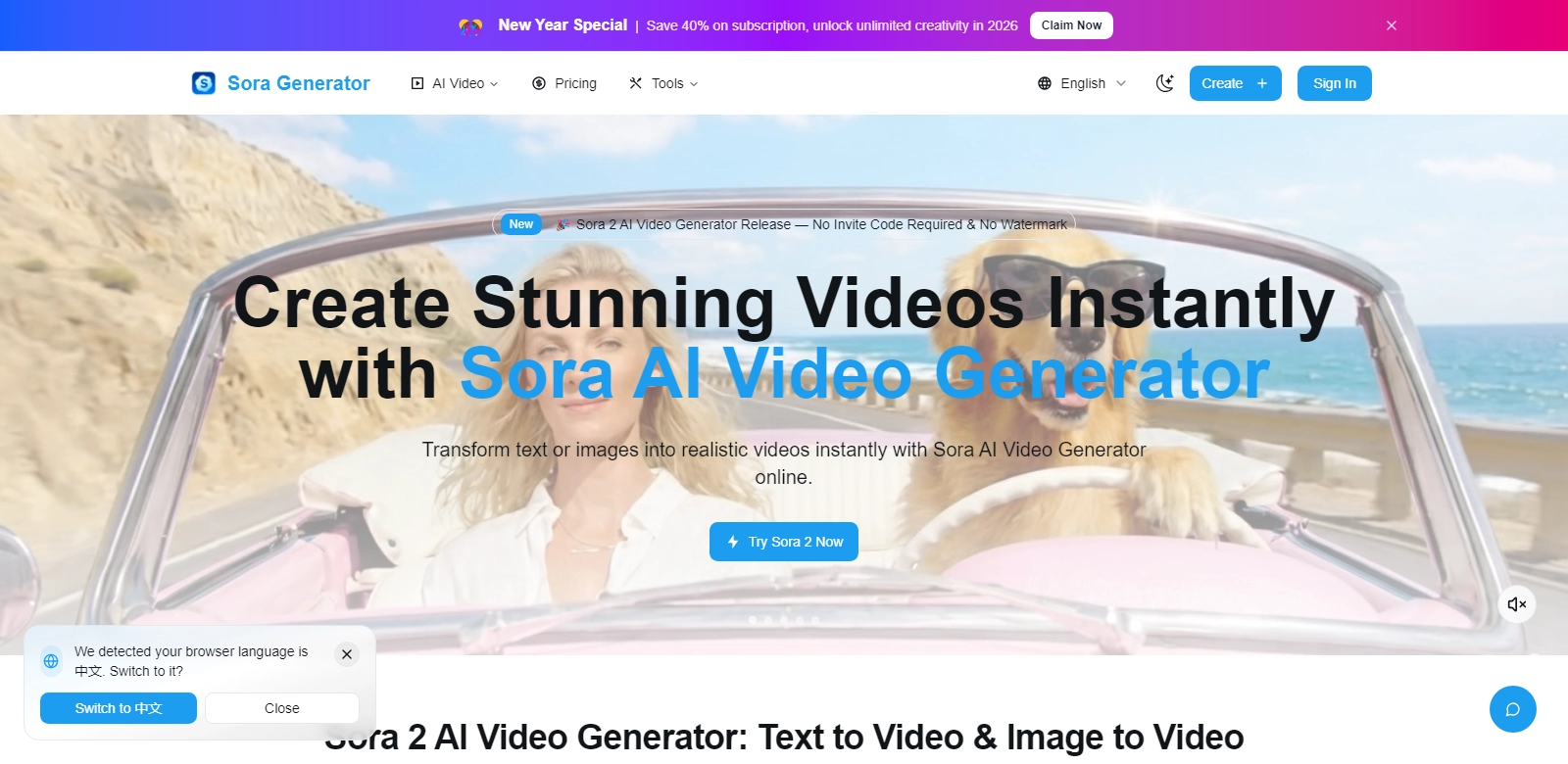 Sora AI Video Generator screenshot