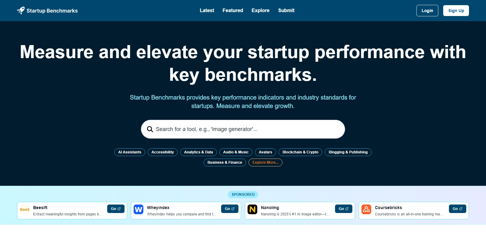 Startup Benchmarks screenshort