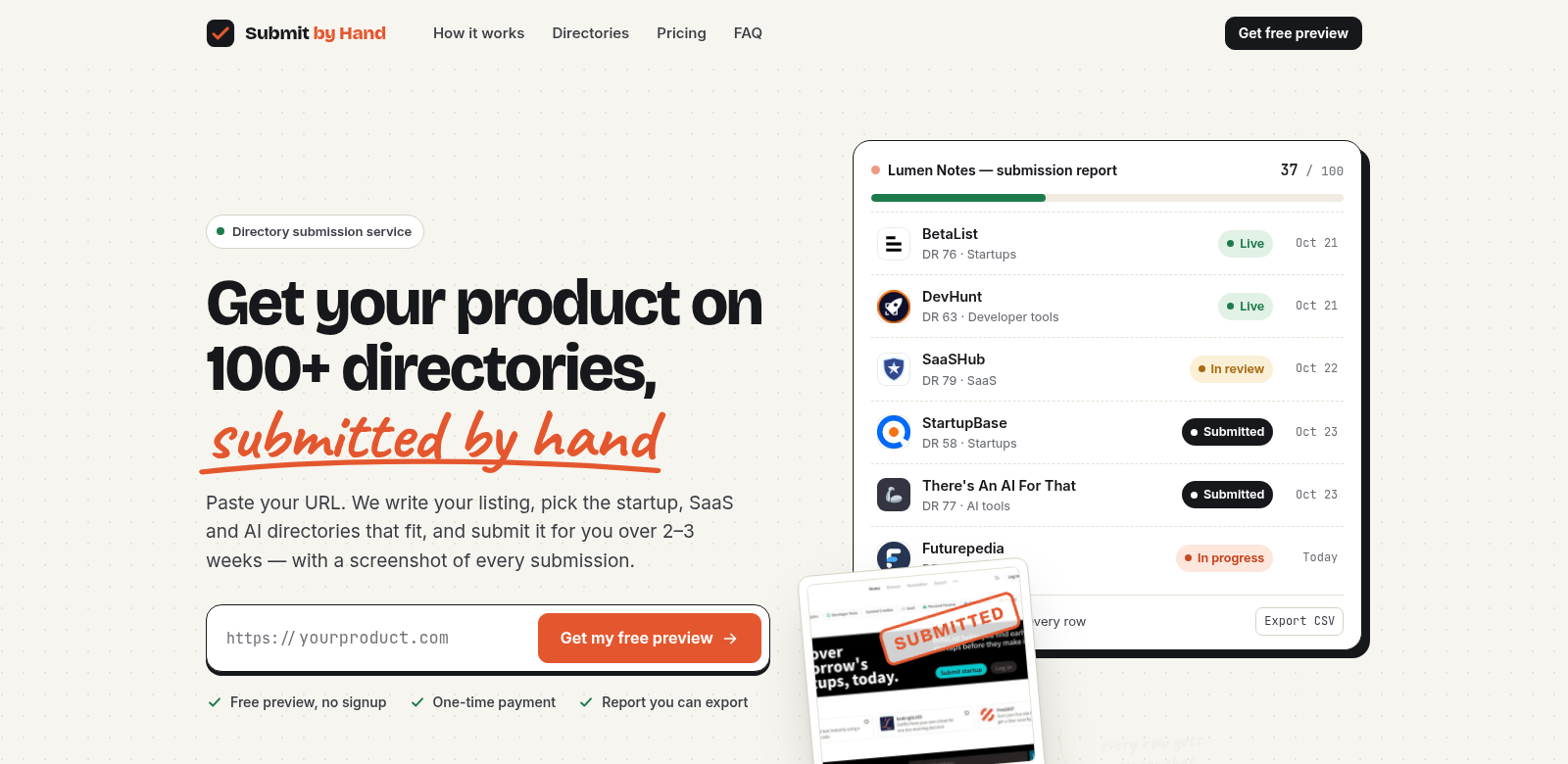 Submit by Hand screenshot