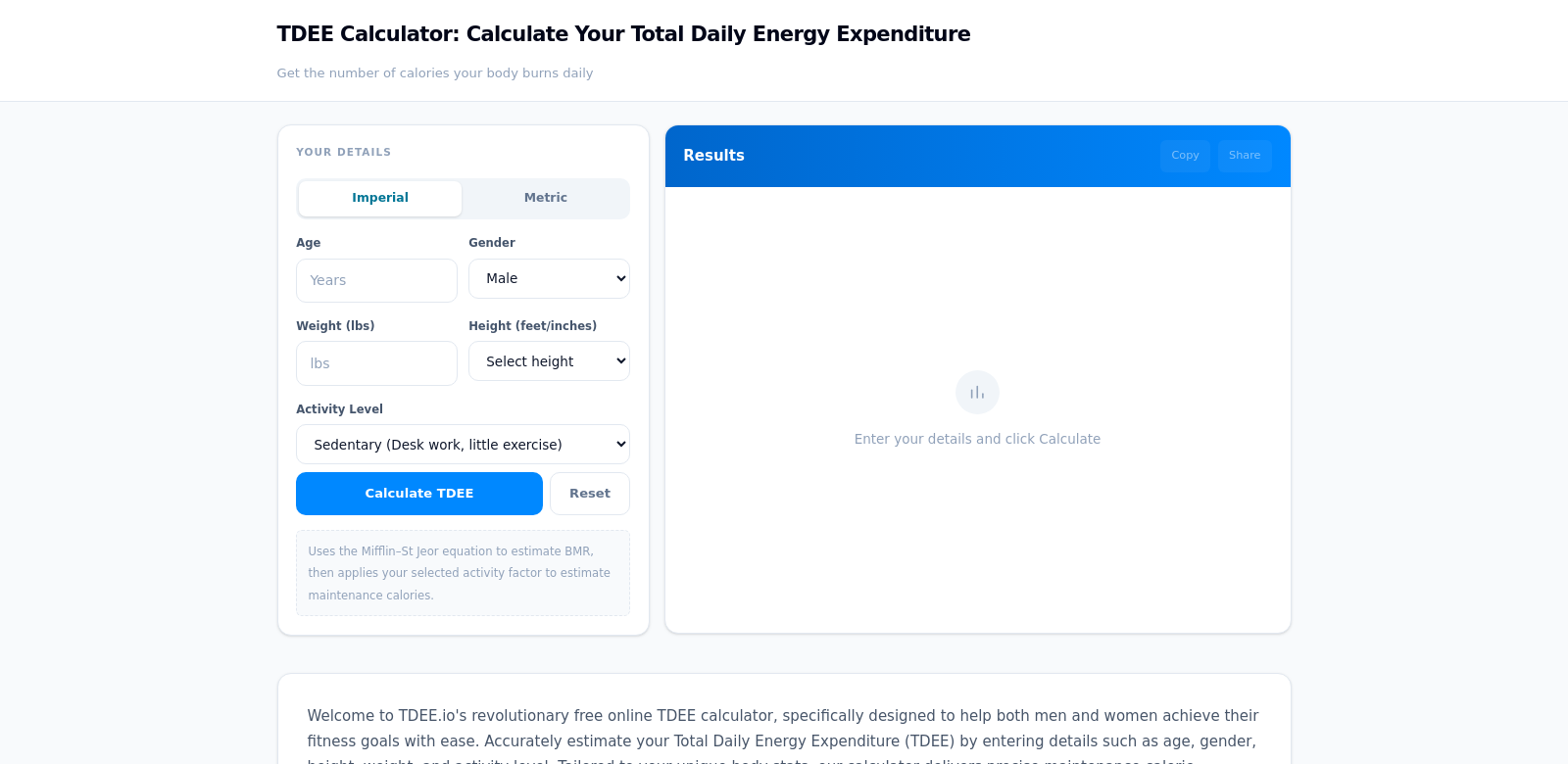 TDEE Calculator screenshot