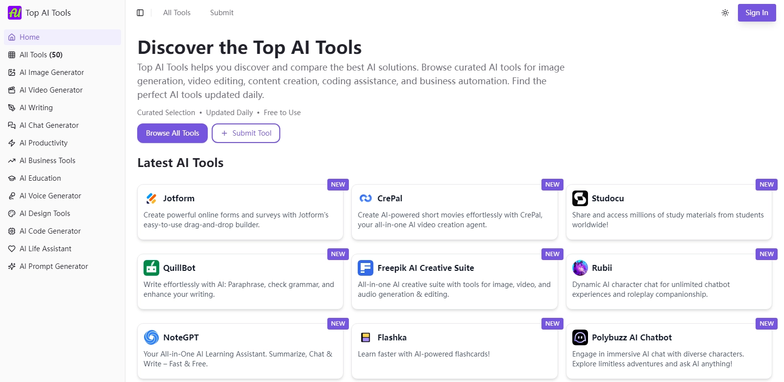 Top AI Tools screenshort