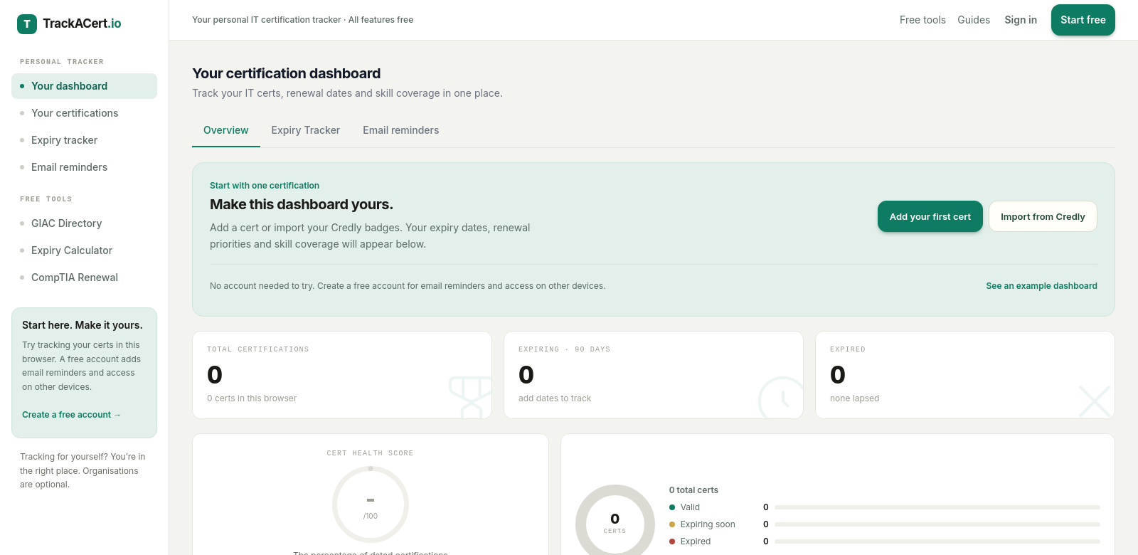TrackACert screenshot