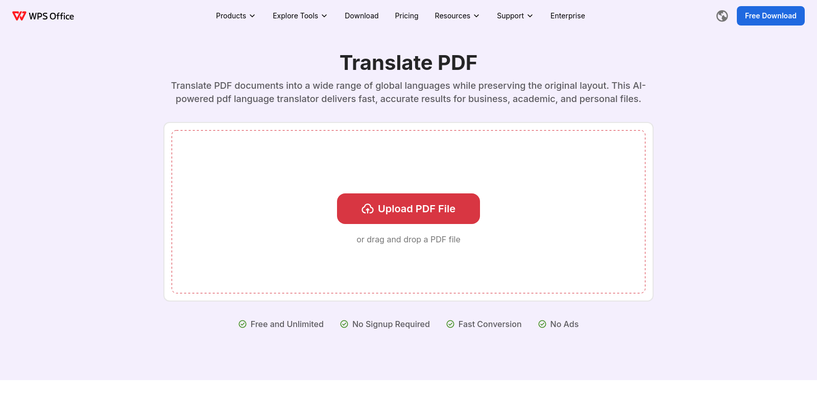 Translate PDF  screenshot