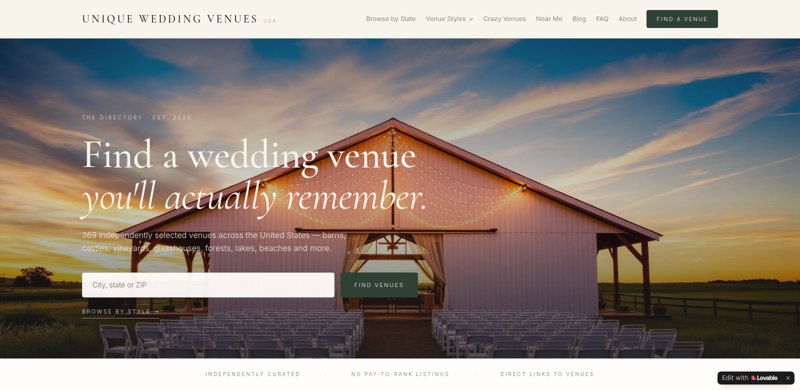 Unique Wedding Venues USA screenshot