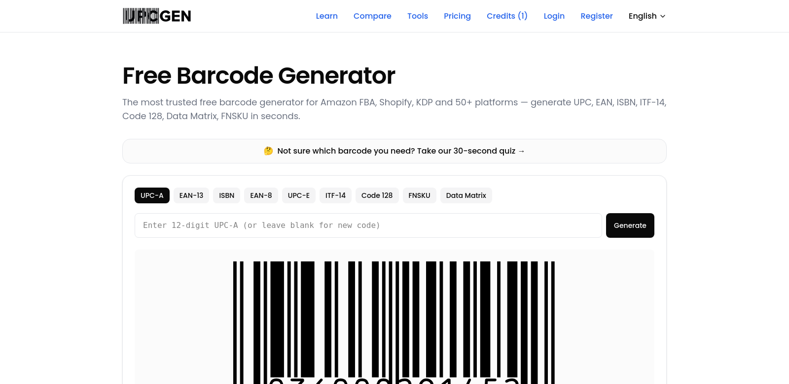 UPCgen screenshot